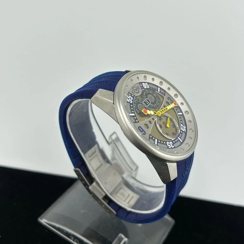 GV2 by Gevril 4042R3 Powerball Limited Edition Big Date Blue Band Men's Watch #9